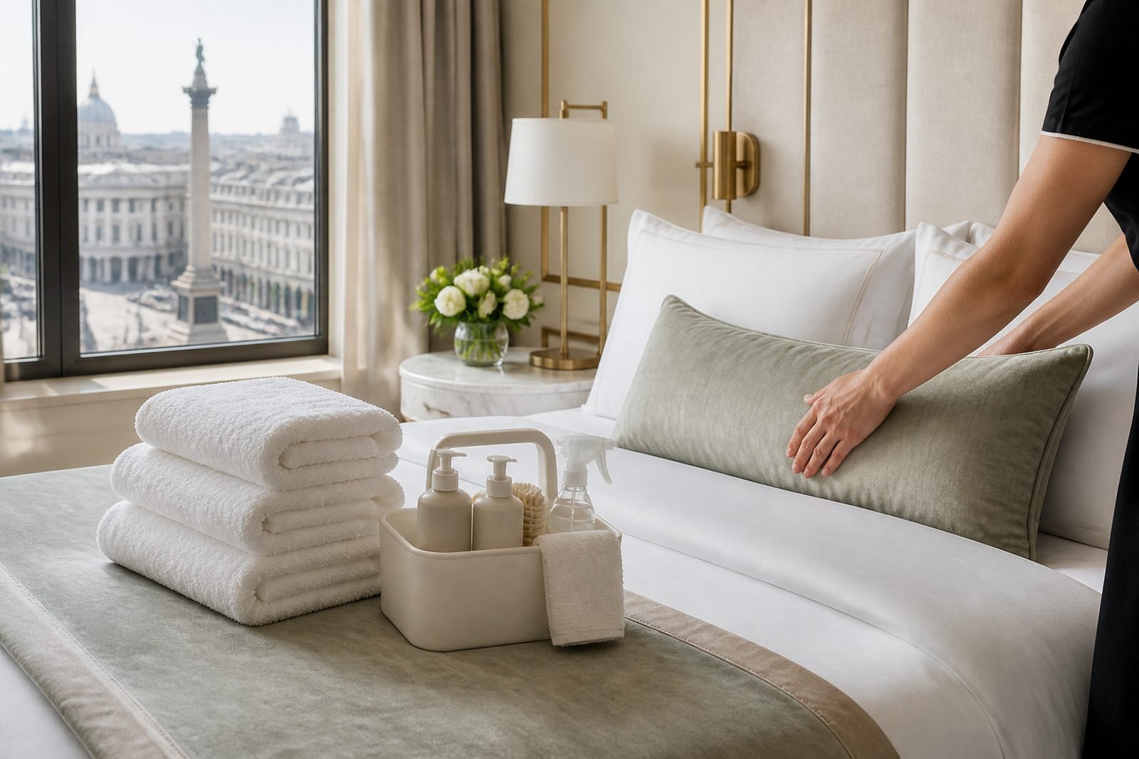 Housekeeping preparing a property